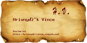 Hrivnyák Vince névjegykártya